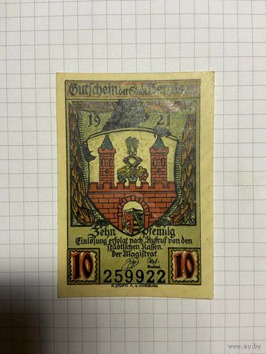 Нотгельд 10 пфеннигов 1921 год. -2712