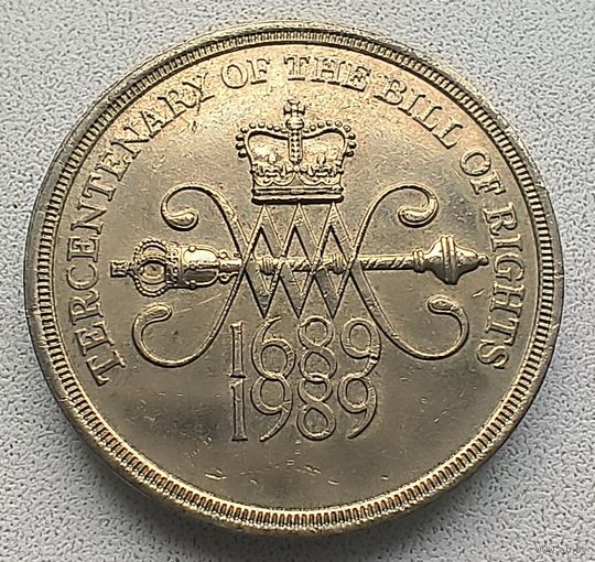 Великобритания 2 фунта, 1989 300 лет "Биллю о правах" Англии 4-3-1