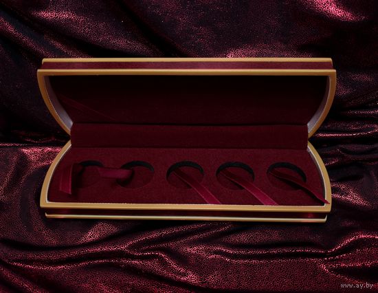 Футляр для монет. 5 ячеек - диаметр ячейки 24 мм.  Упаковка: пакет; коробка.