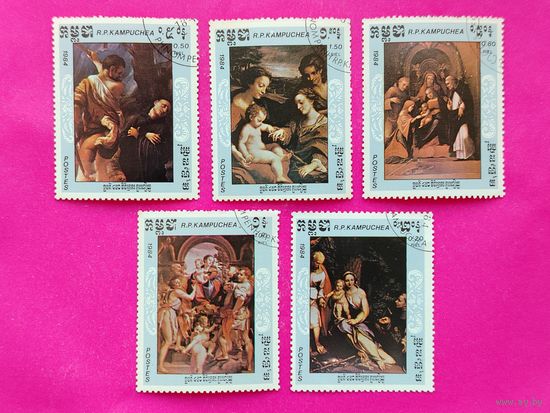 Камбоджа. Живопись. ( 5 марок ) 1984 года. 1-19.