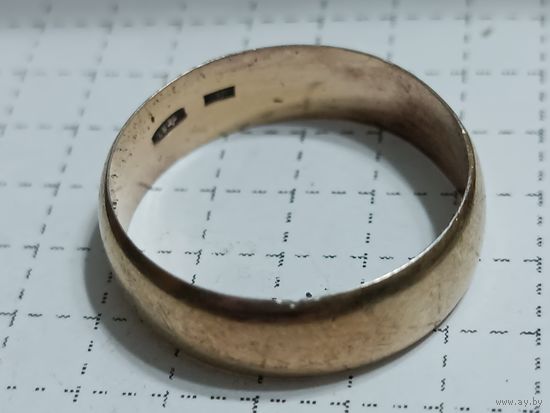 Кольцо серебряное в позолоте, клеймо, 875 проба. Ag 3,64g , р-р 21. (5)
