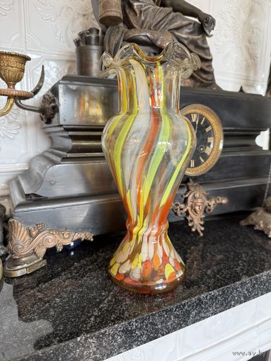 Винтажная ваза сульфидное цветное стекло СССР