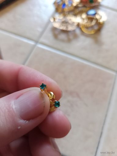 Серьги гвоздики, Старая Чехия,позолота