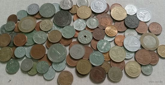 С РУБЛЯ! 90 монет. В большей массе Европа. Микс, без СССР, УК, РФ.