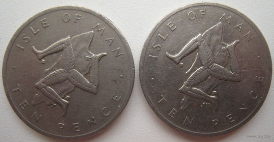Остров Мэн 10 пенсов 1976, 1978 гг. Цена за 1 шт.