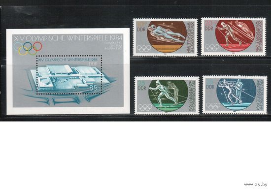 ГДР-1983,(Мих.2839-2842,Бл.74)  **  Спорт, Зимняя ОИ-1984 (полная серия)