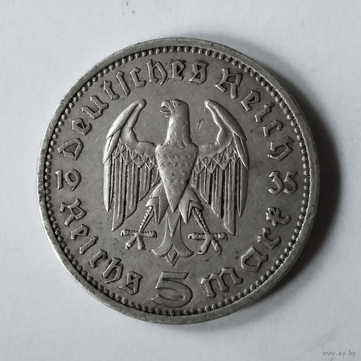 5 марок Гинденбург 1935 г. Германия. А. XF.