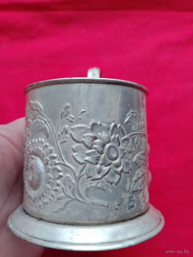 Не частый подстаканник Цветы из СССР, мельхиор