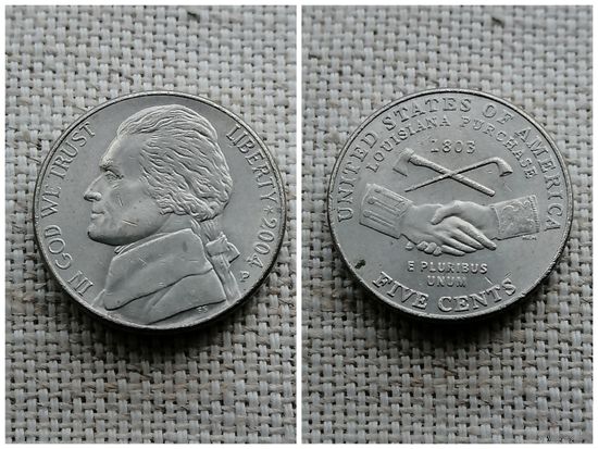 США 5 центов 2004 P/ 200 лет экспедиции Льюиса и Кларка - Приобретение Луизианы