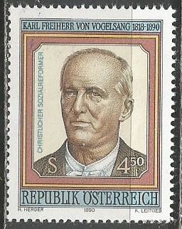 Австрия. 100 лет со дня смерти К.Фогельзанга. Политик. 1990г. Mi#2008.