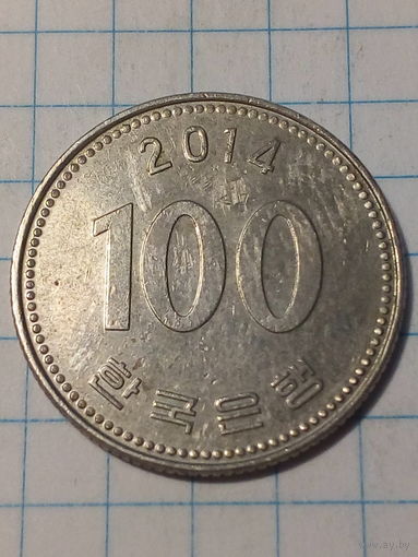 100 вон Южная Корея 2014 год