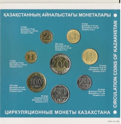 Банковский набор 2021 г. 8 монет. "30 лет независимости" в составе 1,2, 5 10,20, 50, 100 и 200 тенге