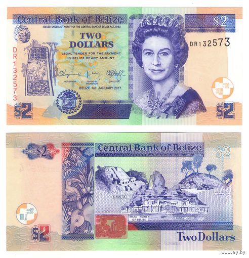 Белиз (Британский Гондурас) 2 доллара 2017 год UNC