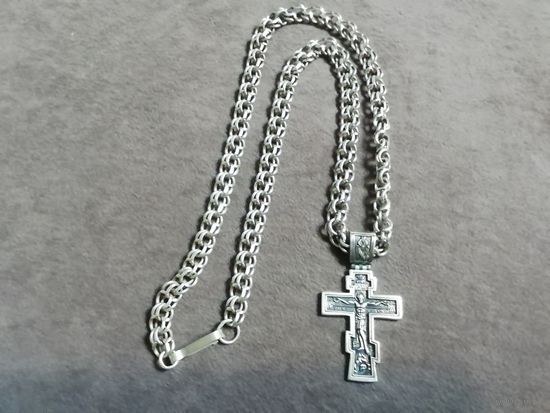 Цепочка с крестом, серебро