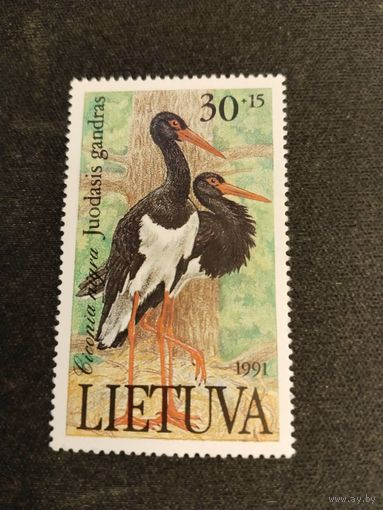 Литва 1991 черный аист