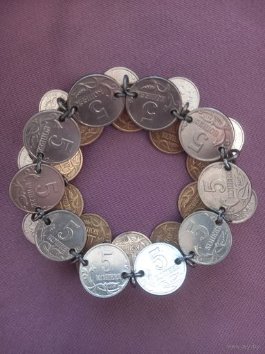 Раритетный браслет из монет, ручная работа