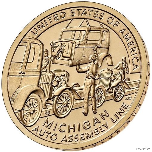 США 1 доллар, 2025 P Мичиган. Конвейерная линия для сборки автомобиля UNC