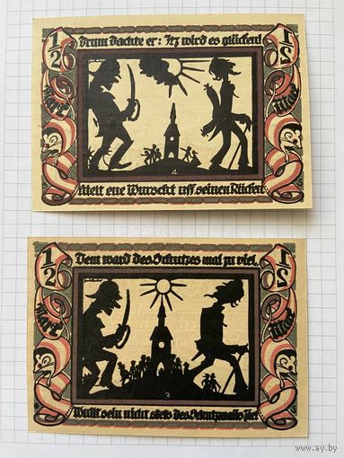 Нотгельд 1/2 марки и 1/2 марки Германия Глаухау-0101