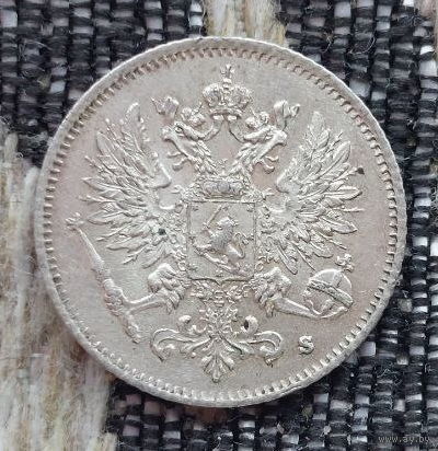 Финляндия-Российская Империя 25 пенни 1916 год, S, UNС. Николай II. Серебро. Предложи свою цену или обмен! Y