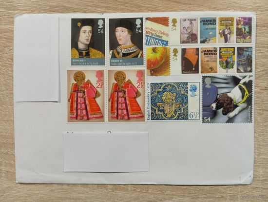 ПОДПИСАННЫЙ КОНВЕРТ. ВЕЛИКОБРИТАНИЯ. МНОГО МАРОК.