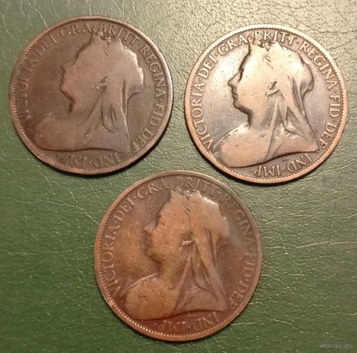 Великобритания 1 пенни 1897, 1899, 1901(год смерти). Виктория