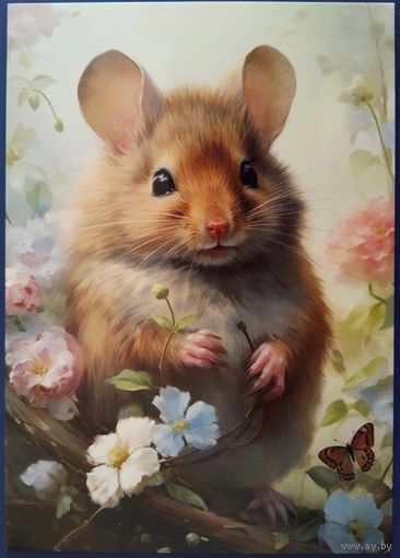 Мышка с цветочками. Россия. 2023 г.