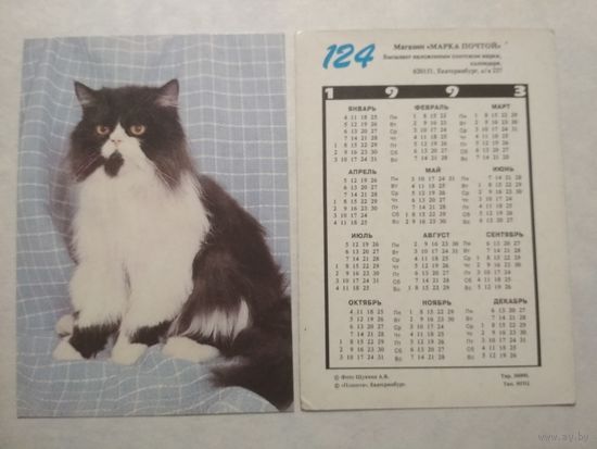Карманный календарик. Котик.1993 год