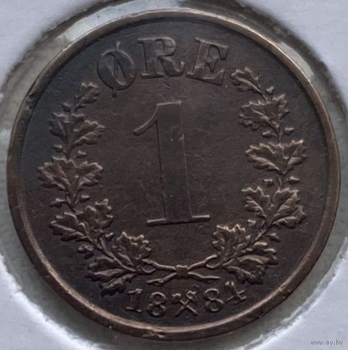 Норвегия 1 эре 1884 г. В холдере