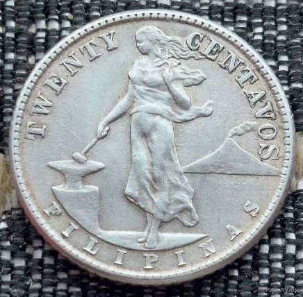 Американские Филиппины 20 центов 1944 года, D, UNC. Серебро! Девушка. Орел США. Сторгуй за свою цену, предложи обмен!