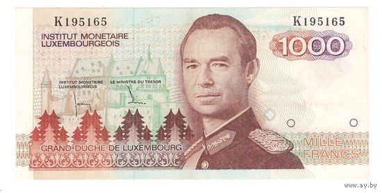 Люксембург 1000 франков 1985 года. Состояние XF