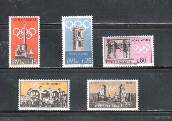 Италия-1959,(Мих.1039-1043)  ,  ** ( 1 м - *)  , Спорт,  ОИ-1960(полная серия)