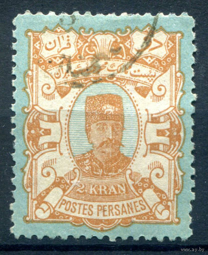Персия (Иран) - 1894г. - шах Насер ад-Дин, 2 К - 1 марка - гашёная [Mi 87]. #4-W1-135-A-1