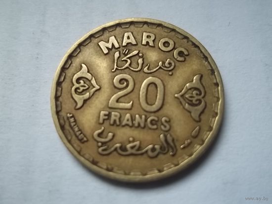 Марокко. 20 франков (1371) 1952 год Y#50   Тираж: 20.000.000 шт