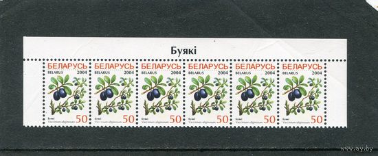Беларусь 2004. Стандарт. Ягоды. Голубика. Верхняя сцепка листа