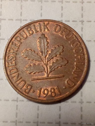 2 Пфеннига ФРГ 1981 год F