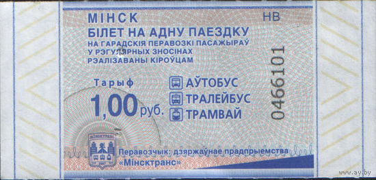 Билет - Талон б/у - Минск 1 р. (зак. 569ц - 2025)