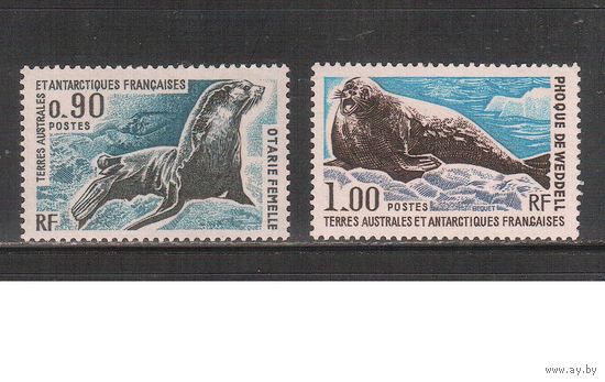 Французские Антарктические Территории-1976(Мих.105-106) , ** , Морская Фауна,