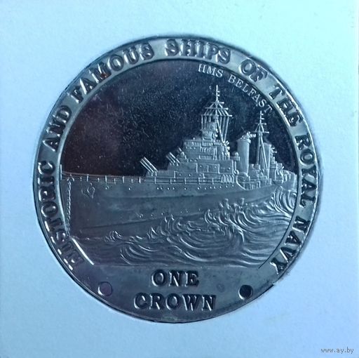 ТРИСТАН ДА КУНЬЯ 1 КРОНА 2008 HMS BELFAST UNC