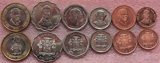 Ямайка. набор 6 монет 10, 25 центов 1, 5, 10, 20 долларов 1996 - 2008 год