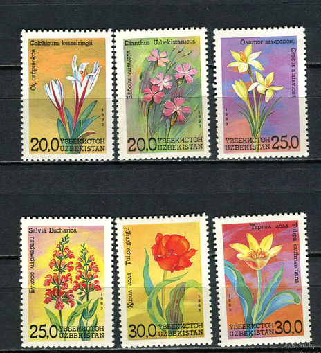 Узбекистан - 1993 - Цветы - [Mi. 35-40] - полная серия - 6 марок. MNH.  (Лот 50Jo)-T4P25