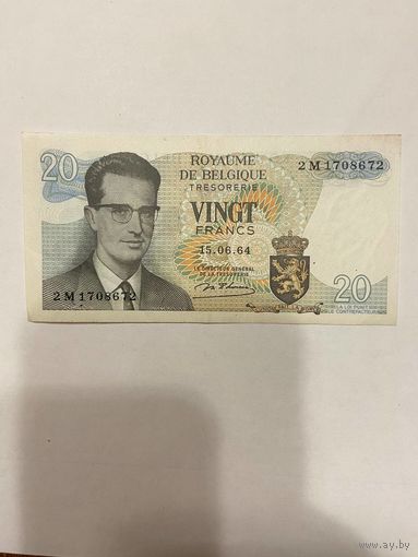 Бельгия 20 франков образца 1964 года -2301