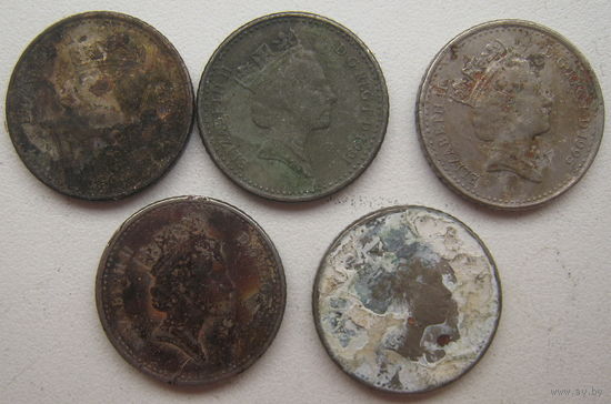 Великобритания 5 пенсов 1991, 1995 гг. Цена за 1 шт.