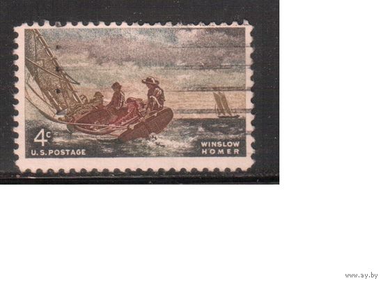 США-1962, (Мих.837) , гаш. ,Лодка, Живопись(одиночка),(2)