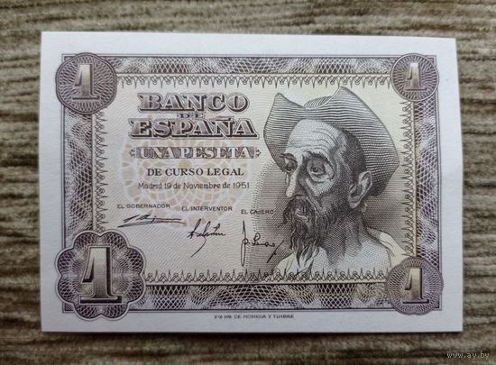 Werty71 Испания 1 песета 1951 UNC банкнота