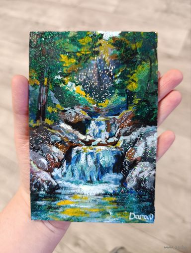 Картина темперными красками на двп, 10x15