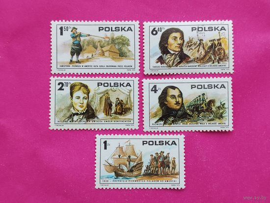 Польша. Эмиграция поляков в США. ( 5 марок ) 1975 года. 10-12.