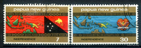 Папуа Новая Гвинея - 1975г. - независимость - 2 марки - полная серия, гашёные [Mi 296-297]. #3-WB-94-A-2