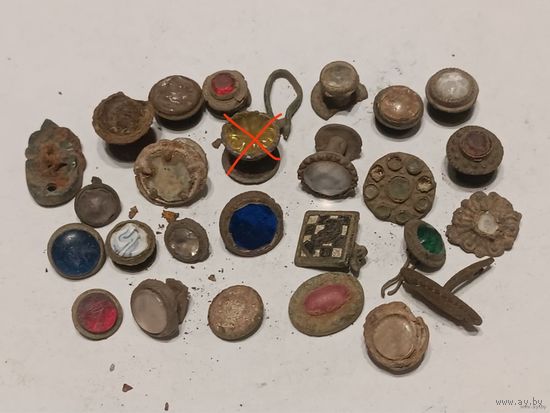 Сборный лот #5 Запонки, пуговицы  со вставками , 25 шт