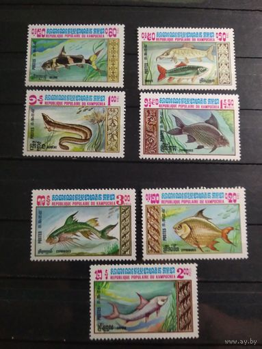 Камбоджа 1983 г. Рыбы, Морская фауна.