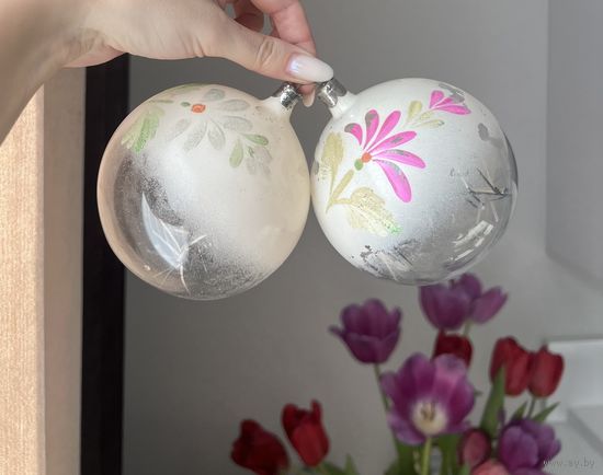 Елочная игрушка Большой шар роспись СССР К.23 цена за единицу